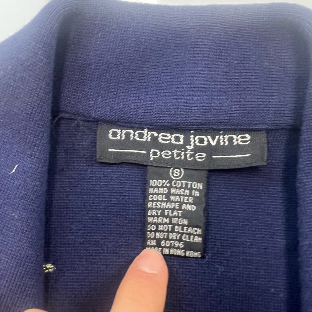 andrea jovine women’s petite vintage blue blazer with golden stars PS L66-23 - Picture 5 of 5